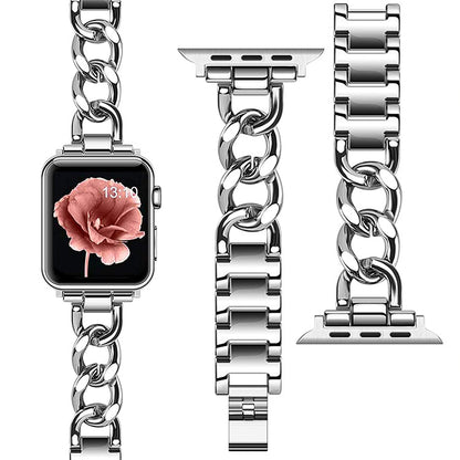 Stainless Steel Metal Cowboy Chain Ring Apple Watch Strap