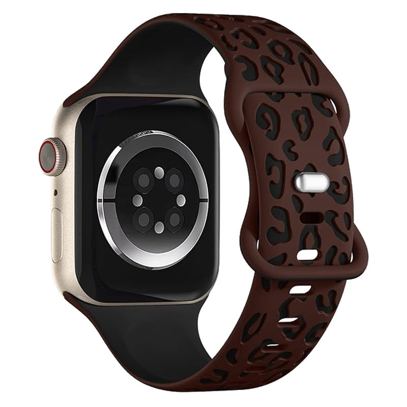 Leopard Engraved Two-Tone Silicone Apple Watch Strap