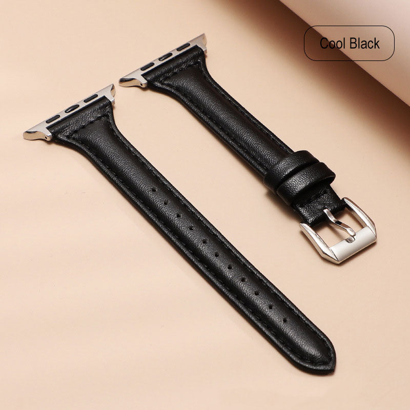 Top Layer Calfskin Genuine Leather Watch Strap For Apple Watch Band 38 40 41 42 44 45 Mm For Iwatch Se Series 8 7 Wristband