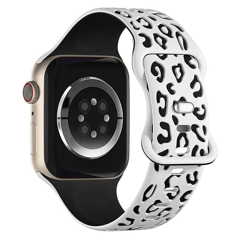 Leopard Engraved Two-Tone Silicone Apple Watch Strap