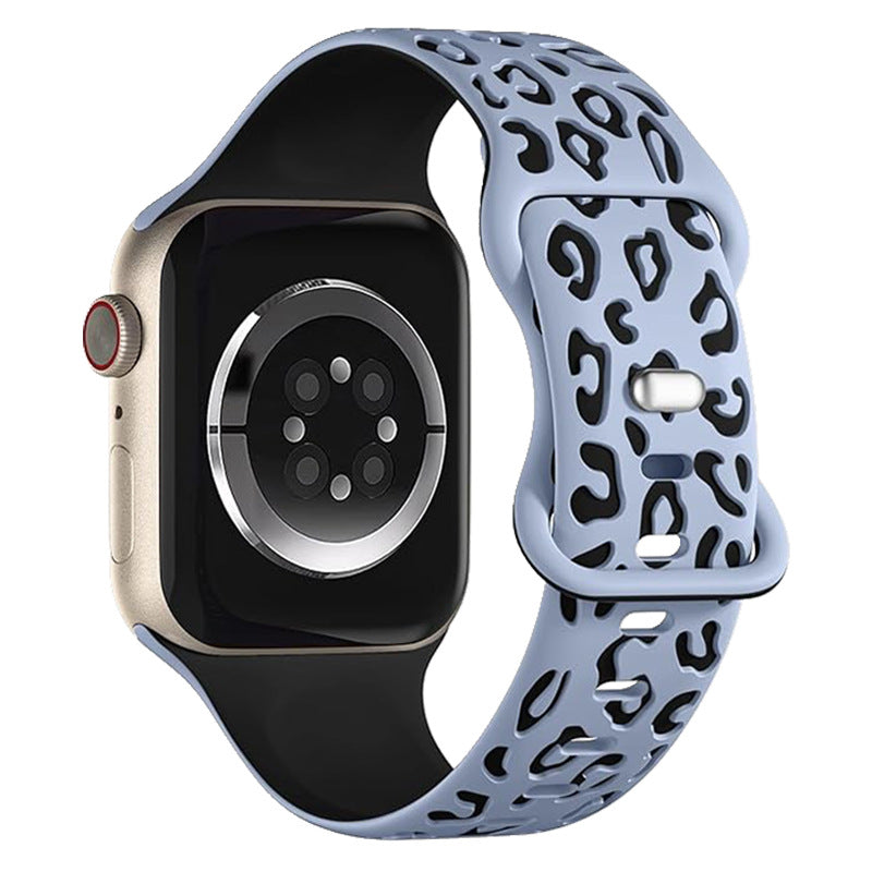 Leopard Engraved Two-Tone Silicone Apple Watch Strap