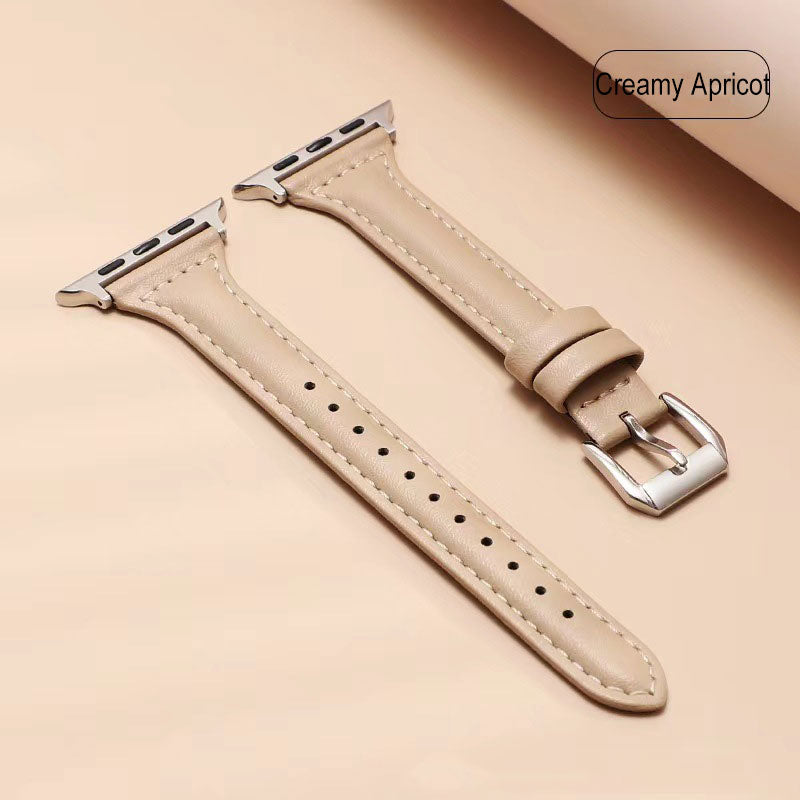 Top Layer Calfskin Genuine Leather Watch Strap For Apple Watch Band 38 40 41 42 44 45 Mm For Iwatch Se Series 8 7 Wristband