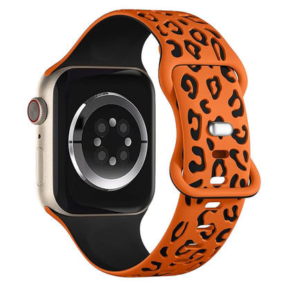 Leopard Engraved Two-Tone Silicone Apple Watch Strap