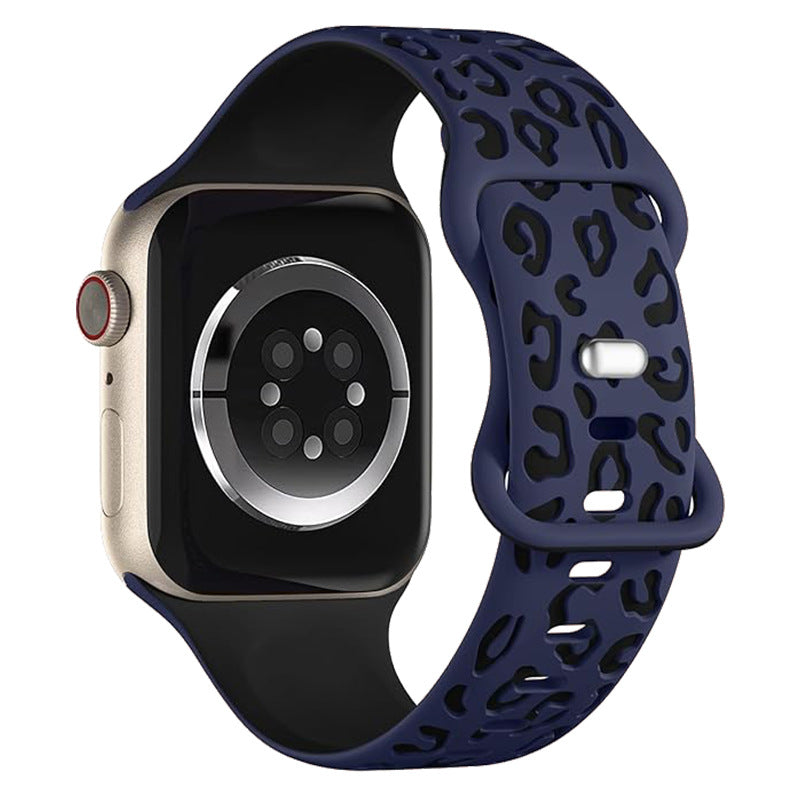 Leopard Engraved Two-Tone Silicone Apple Watch Strap