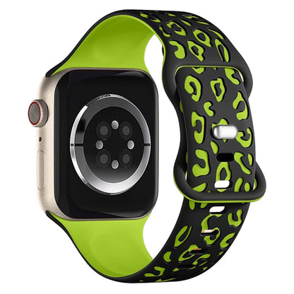 Leopard Engraved Two-Tone Silicone Apple Watch Strap