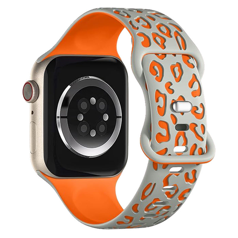 Leopard Engraved Two-Tone Silicone Apple Watch Strap