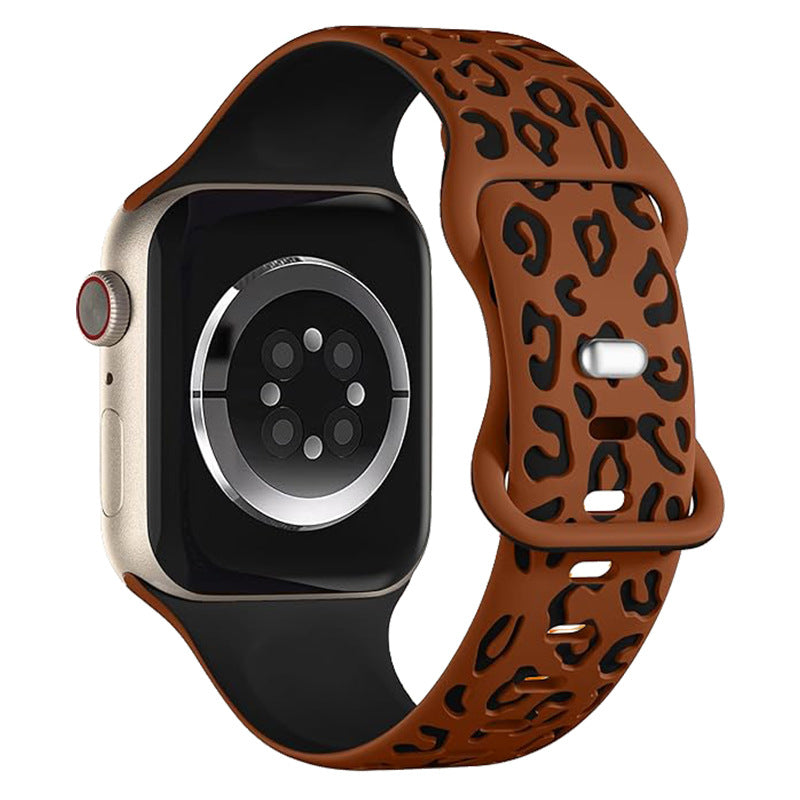 Leopard Engraved Two-Tone Silicone Apple Watch Strap