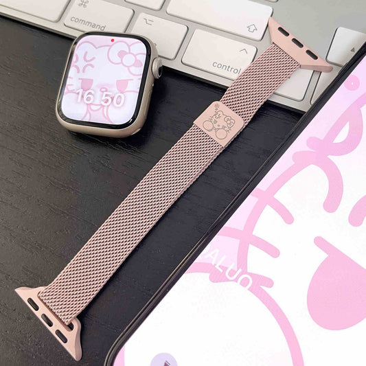 New Thin Milanese Metal Magnetic Strap Applicable to Apple Watch SE/9 8 7 6 5 4th Generation 41/45mm Girls High-end Sense