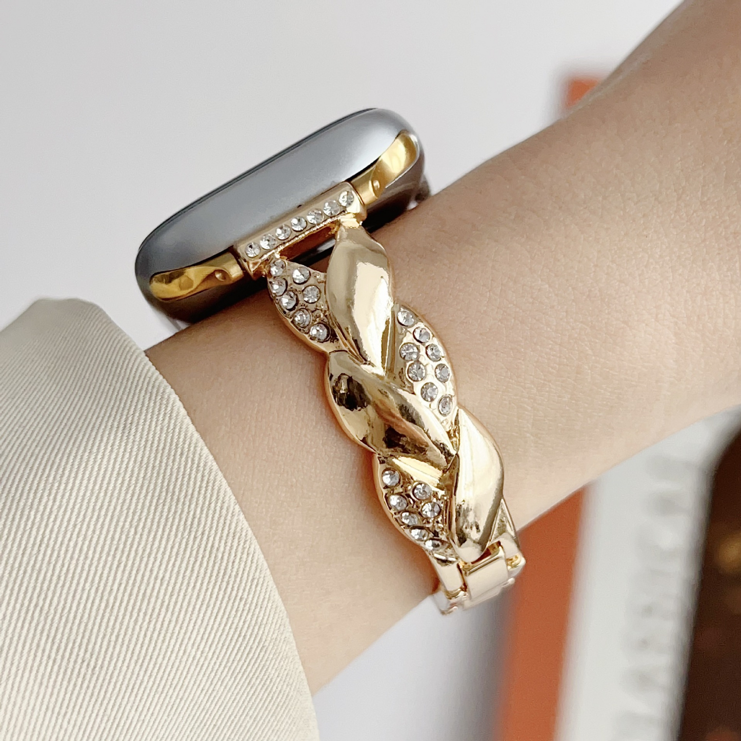Twist Chain Rhinestone Bracelet Band for Apple Watch Women
