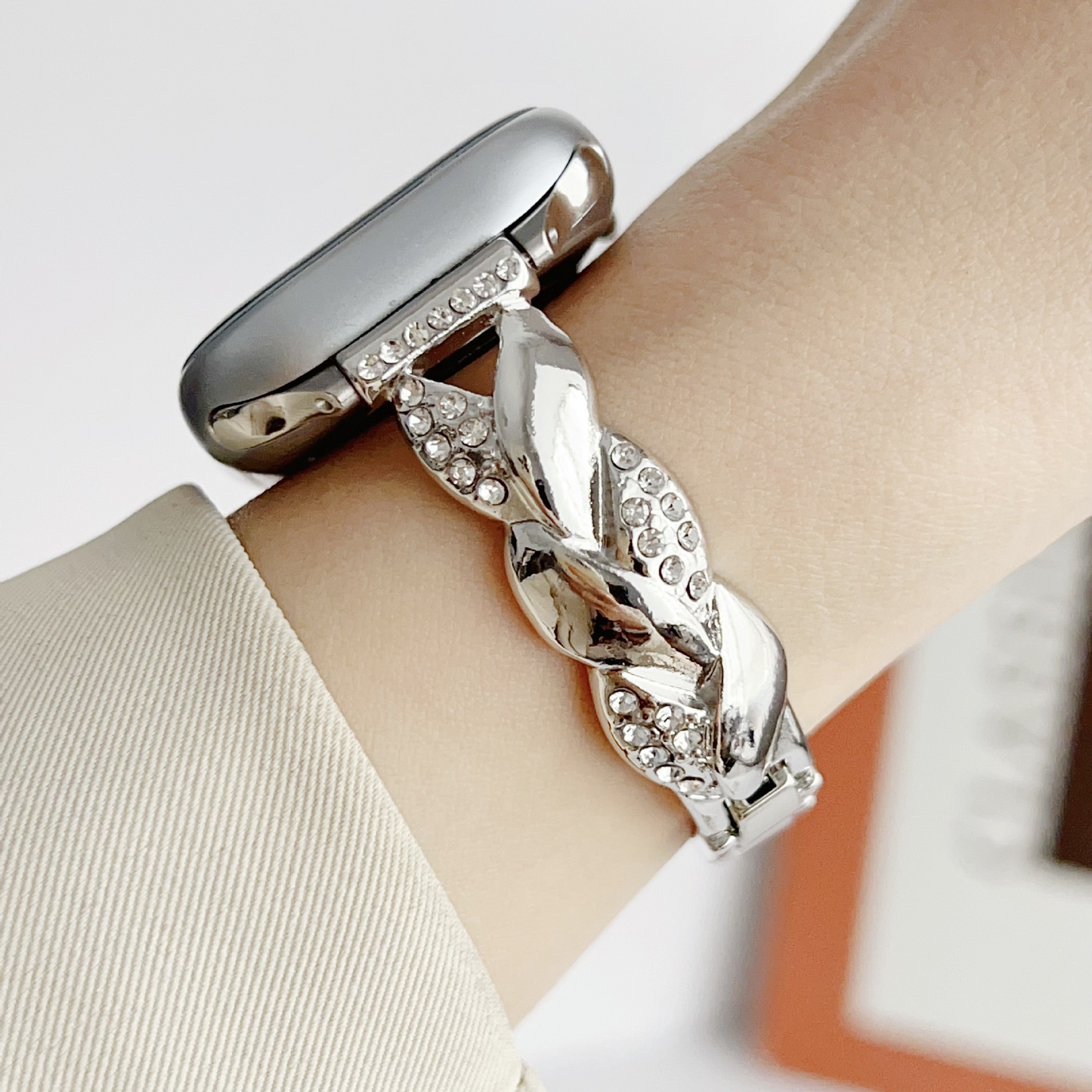 Twist Chain Rhinestone Bracelet Band for Apple Watch Women