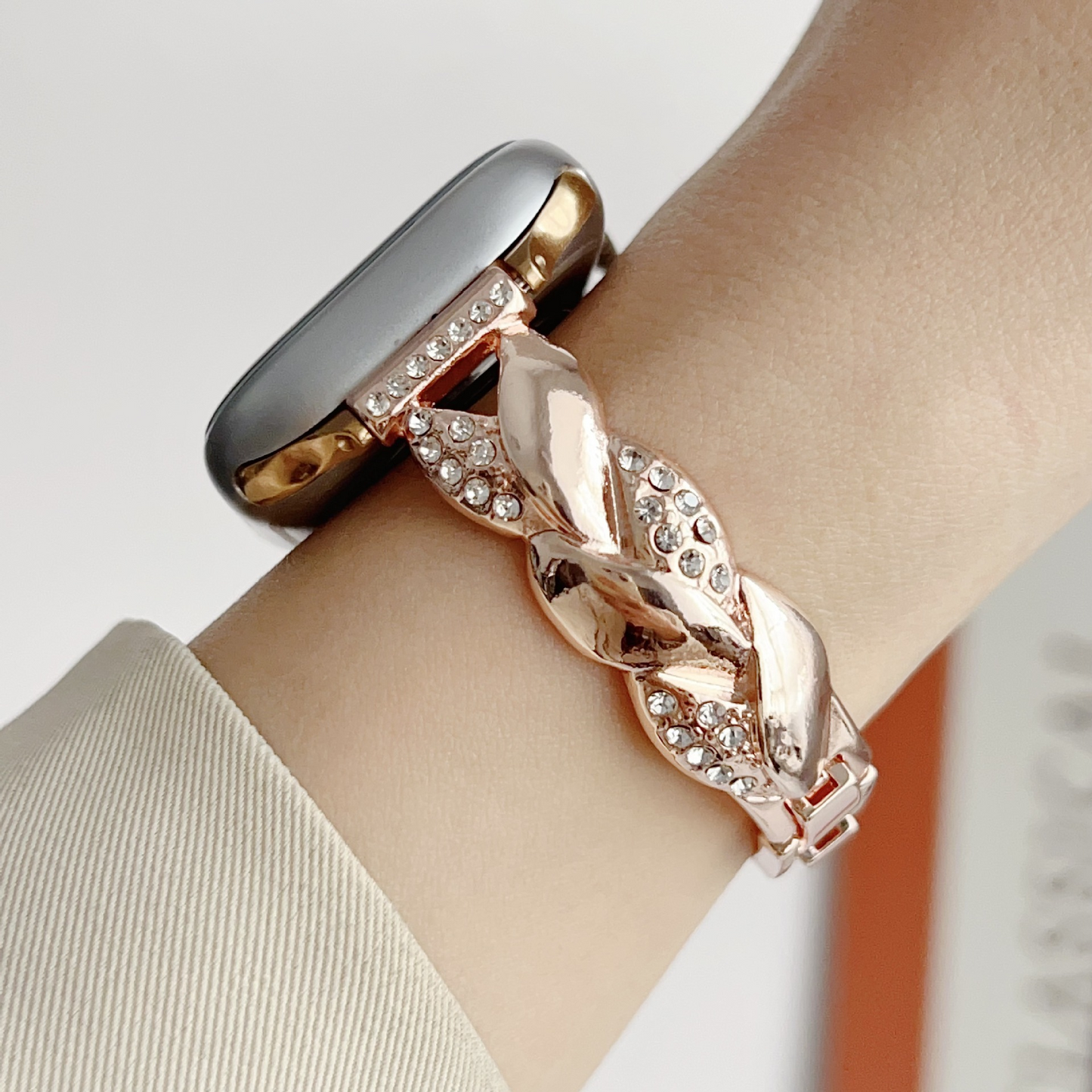 Twist Chain Rhinestone Bracelet Band for Apple Watch Women