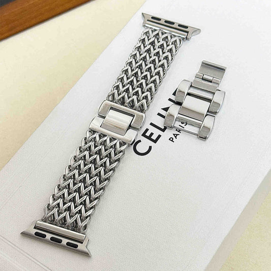 Dressy Stainless Steel Metal Chain Strap Mermaid Designer Link Bracelet Wristband for iWatch Series 10 9 8 7 6 5 4 3 Ultra SE  Women