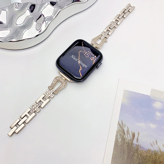 Cross Pendant Diamond Chain Watch Band