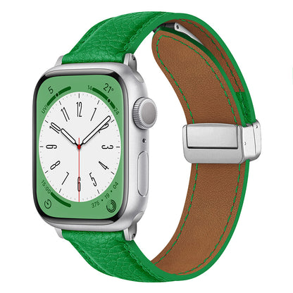 Magnetic Folding Buckle Genuine Leather Watch Strap For Apple Watch Band 38 40 41 42 44 45 49 Mm For Iwatch Se Series Ultra 8 7